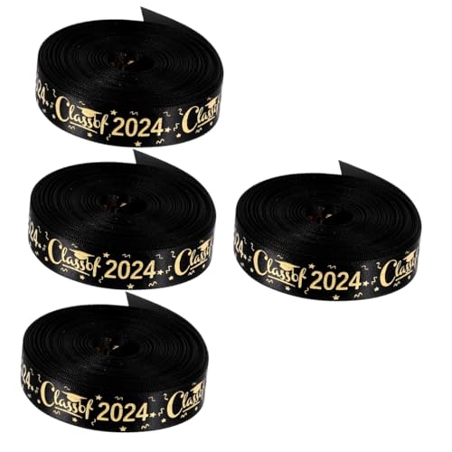 Lurrose 4 Rollen Verpackung Band Dickes Band Golden Verpackungsband Wickeln Goldband Zum Verpacken Dekorationen Abschlussfeier Klasse Für Abschlussdekorationen Und Black Polyester von Lurrose