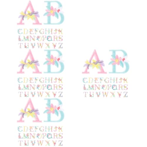 Lurrose 4 Sätze Blumen Tuch Aufkleber Patch Applikation Nähen Bestickt Stickerei Aufnäher Für Jeans Zahlen Aufbügeln Bügelbuchstaben Für Kleidung Stickgarn 26 Stück * 4 von Lurrose
