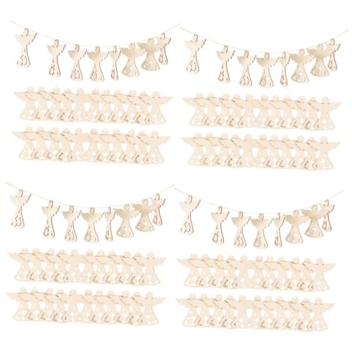 Lurrose 4 Sätze Handbemalter Weihnachtsengel-aufnäher Für Flügel Engelsschmuck Für Weihnachtsbaum Kleine Weihnachtsdekorationen Zum Basteln Engel Handwerk Holz Khaki 30 Stück * 4 von Lurrose
