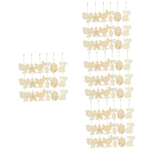 Lurrose 4 Sätze Osterhasen-ornamente Dekorationen Kaninchen Drinnen Hängend Party Basteln Für Ostern Basteln Zu Ostern Unfertige Eierausschnitte Ostern Holzausschnitte Hölzern 60 Stück * 4 von Lurrose