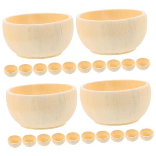 Lurrose 4 Sätze Unbemalte Schalen Schüssel Dekorativ Diy Holz Holzschale Zum Bemalen Holzbasteln Holzhandwerk Unlackierte Holzschalen Unvollendete Schalen Hölzern 6 Stück * 4 von Lurrose
