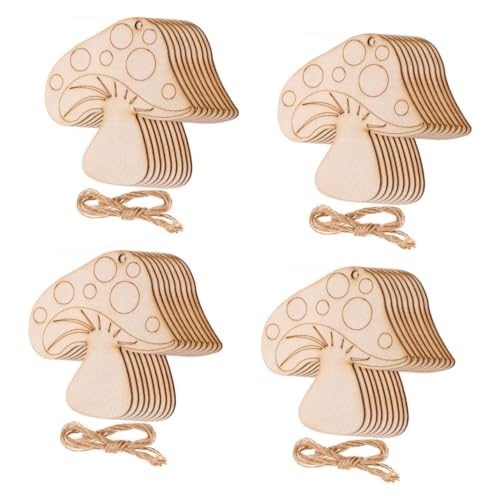 Lurrose 4 Sätze Unfertige Holzscheiben Ornament Süßes Pilz-wanddekor Gartenpilze Ausgeschnitten Dekoration Pilzhandwerk Pilze Basteln Pilzchips Pilzzubehör Pilz Zeug Holzhandwerk Hanfseil von Lurrose