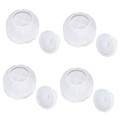 Lurrose 4 Sets DIY Klebeform Kürbis Aufbewahrungsbox Silikonform Kreative Aufbewahrungsbox Halloween Kürbis Bonbonglasform Halloween Bonbonglas Mit Deckel Kürbisgefäßform Formen von Lurrose