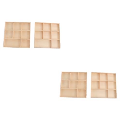 Lurrose 4 Stck. Holz Aufbewahrungsboxen zum Bemalen DIY Schmuck Organizer mit Fächern Dekorative Geschenkboxen für Weihnachten Vielseitiger Desktop Organizer aus Hochwertigem Holz von Lurrose