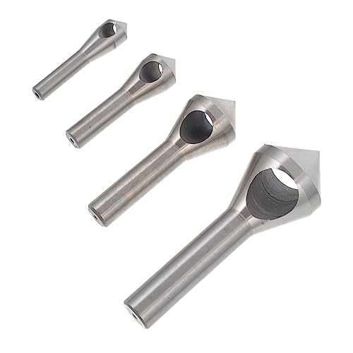 Lurrose 4 Stück Anfaser Für Schräge Löcher Holzbearbeitung Schlüssel Werkzeug Verjüngt Multifunktional Hochgeschwindigkeits-stahlbit Fasbohrer Anfasbit Silver Hochgeschwindigkeitsstahl von Lurrose