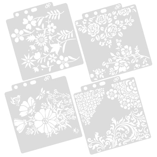 Lurrose 4 Stück Blumenschablone Wände Groß Handwerk Schablonen Und Vorlagen Zum Malen Von Buchstaben Malerei Zeichnung Vinyl Kunst Für Malschablone Das Haustier Weiß von Lurrose