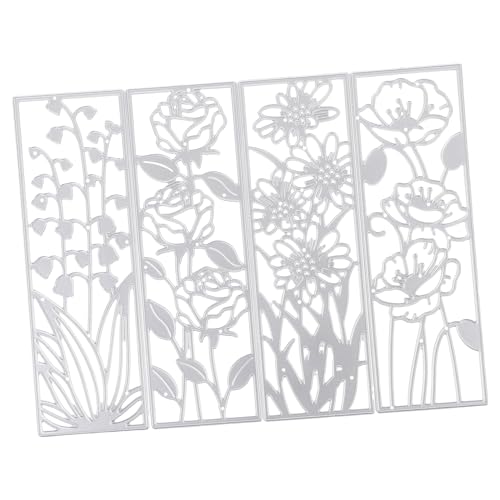 Lurrose 4 Stück Lesezeichenform Und Die Basteln Papier Herstellung Blumenstanzungen Junk-journal-zubehör Sammelalbum Bastelset Werkzeug Party-stanzformen Kohlenstoffstahl Silver von Lurrose