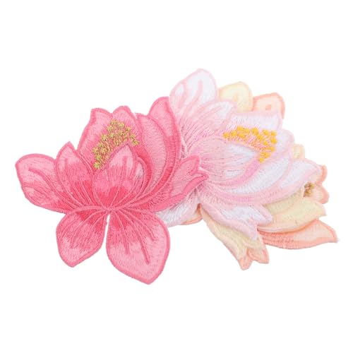 Lurrose 4 Stück Lotus Blume Stickerei Applikationen Handbestickte Stoff Patches zum Aufbügeln und Annähen Dekorative Lotusblüten Aufnäher für Kleidung Rucksäcke T Shirts Jacken und DIY von Lurrose