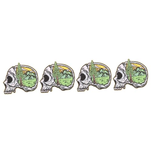 Lurrose 4 Stück -Patch halloween theme repair patch aufbügler für jacken aufnäher Flicken nähen Antiquität klein Kleidung in Totenkopfform Aufnäher für Jacken Polyester von Lurrose