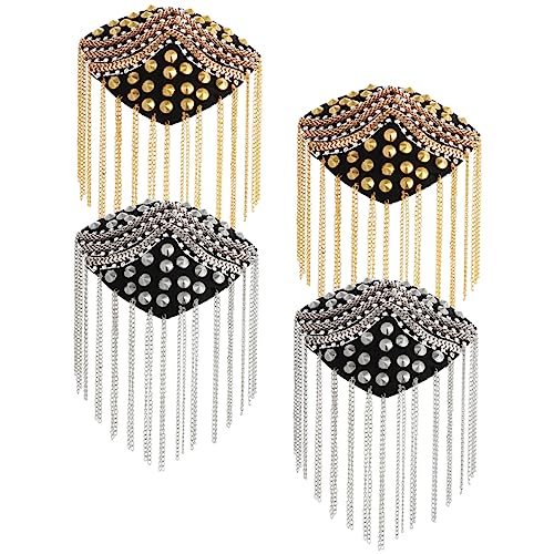 Lurrose 4 Stück Schulterklappen anzuchtplatte epauletten Männer Epaulette Vintage Quaste Epaulet Epaulette für Männer Quaste Epaulette Schulterbaus Punk-Epaulette Schulterschmuck Legierung von Lurrose