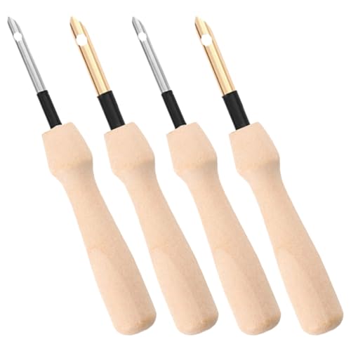 Lurrose 4 Stück Teiliges Punch Needle Diy Stanznadel für Anfänger Ergonomischer Holzgriff Kupfer für Wollfilzen Tragbar und Langlebig von Lurrose