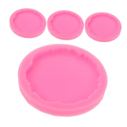 Lurrose 4 Stück Teiliges Runde Silikon-untersetzerform Unregelmäßige Blütenform Langlebige Epoxidharz-gießform Rosa für DIY Tischschutz und Wohnkultur von Lurrose