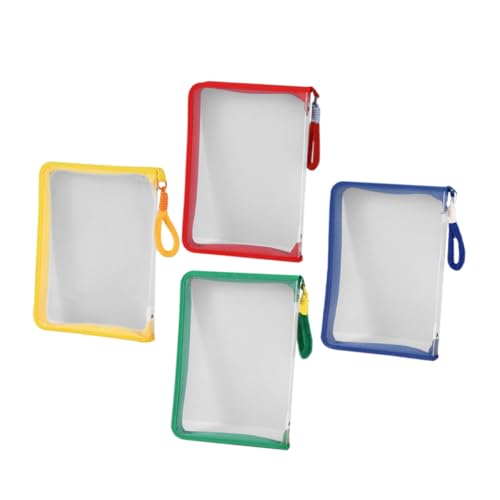 Lurrose 4 Stück Transparente Reißverschluss Taschen Multifunktionale Aufbewahrungsbeutel für Schreibwaren Dokumente und Reise Organizer Format Grün Gelb Rot und Blau von Lurrose