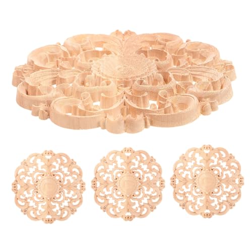 Lurrose 4 Stück Unbemalte Holz Applikationen Rundes Design Natürliche Holzornamente für Wand Tür Möbel Wohnkultur Holz Schnitzerei DIY Wohnzimmer Schlafzimmer Lurrose 4 Stück Unbemalte Holz Applikationen Rundes Design Natürliche Holzornamente für Wand Tür Möbel Wohnkultur Holz Schnitzerei DIY Wohnzimmer Schlafzimmer von Lurrose