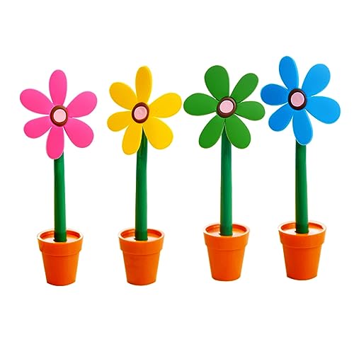 Lurrose 4 Stück kreativer Kugelschreiber kinder stifte kugelschreibermine Kugelschreiber mit Blumentopf Stift mit Sonnenblumenmotiv kugleschreiber Neuheit Briefpapier Neuheitsstift von Lurrose