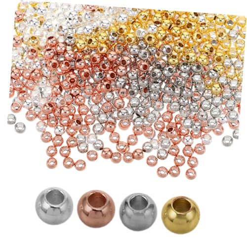 Lurrose 400 Stück Metallperlenzubehör Metallrunde -abstandshalterperlen Armband Bastelperlen Metallperlen Mit Großem Loch Diy Bastelperlen Winzige Lose Abstandshalterperlen Kupfer von Lurrose