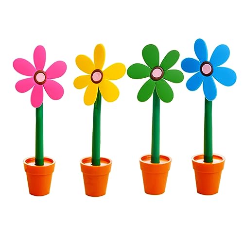 Lurrose 4Stücke Süße Sonnenblume Kugelschreiber Mit Kappe Für Studenten Neuheit Schreibwaren Für Schule Und Büro Grün Rosa von Lurrose