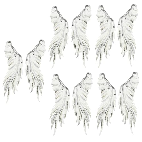 Lurrose 5 Paare Bestickte Engelsflügel Spitzendekoration bügeleisen dekorativer Engelsflügel eleganter Flügelaufnäher elegante Engelsflügel Flügelstickapplikationen Polyestergarn von Lurrose