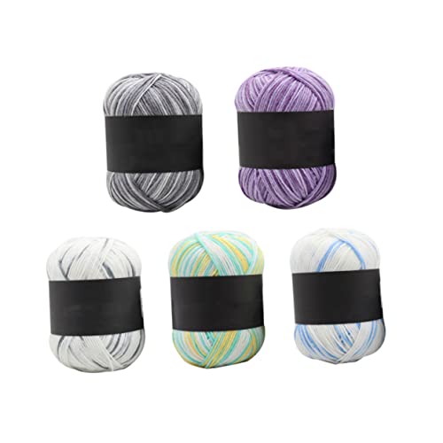Lurrose 5 Rollen Gradient Baumwollgarn Strick und Häkelgarn Dreifädig für Babydecken Kleidung und Mehr Lila Gelb Grün Lurrose 5 Rollen Gradient Baumwollgarn Strick und Häkelgarn Dreifädig für Babydecken Kleidung und Mehr Lila Gelb Grün von Lurrose