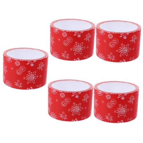 Lurrose 5 Rollen Hochwertiges Dekoratives Klebeband Rot mit Glückssymbol Geschenkverpackung für Hochzeiten Scrapbooking und Tischdekoration Selbstklebend Vintage Stil von Lurrose