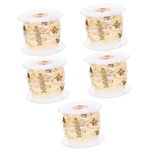 Lurrose 5 Rollen Hochzeitsdekorationsband Bogen Hochzeitsdekorationen Bänder Für Handwerk Schleife Dusche Satinbänder Braut- Samtband Groß Herstellung Burgund Party Polyester Golden von Lurrose