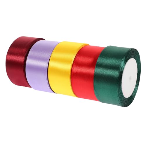 Lurrose 5 Rollen Verpackungsbänder für Diy Dekorationen Satinbänder Farben für Blumenarrangements Kuchenverpackungen und Bastelprojekte von Lurrose