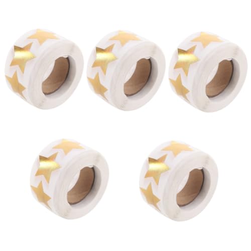 Lurrose 5 Rollen Versandetiketten Aufkleber Für Adressetiketten Aufkleber-etiketten Belohnungsaufkleber Name Aufkleber Für Briefumschläge Stern Backsiegelaufkleber Spiegelaufkleber Golden von Lurrose