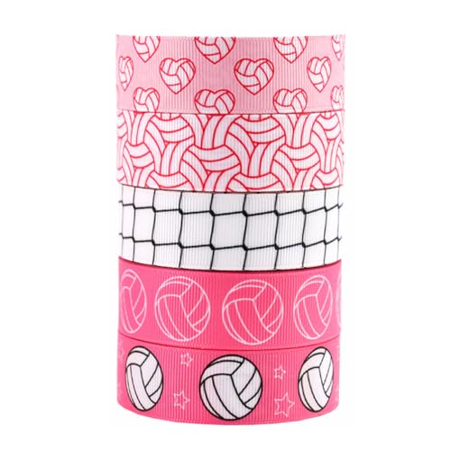 Lurrose 5 Rollen Volleyball Muster Geschenkband für DIY Projekte für Feiertagsdekorationen Sportveranstaltungen und Kreative Bastelarbeiten Designs Yards von Lurrose