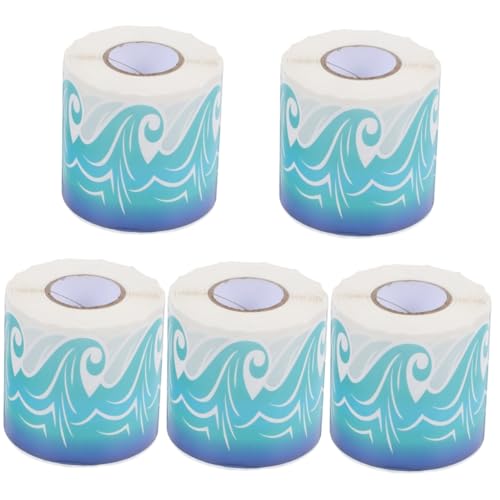 Lurrose 5 Rollen Wellenrandaufkleber scrapbooking sticker scrapbook stickers Abnehmbar dekoration Cartoon Pinnwand Grenze Klassenzimmergrenzen für schwarzes Brett PVC selbstklebend Blue von Lurrose