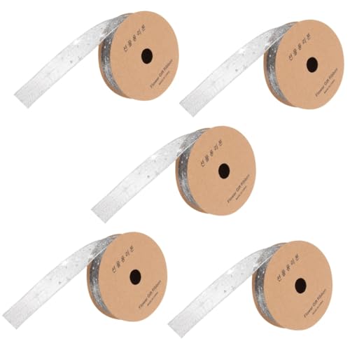 Lurrose 5 Rollen seidenband ribbon Schleifenband Geschenkverpackungsband Festliches Band Dekoration transparentes Chiffonband Geburtstagsband Geschenkverpackungszubehör Stoff Light Grey von Lurrose