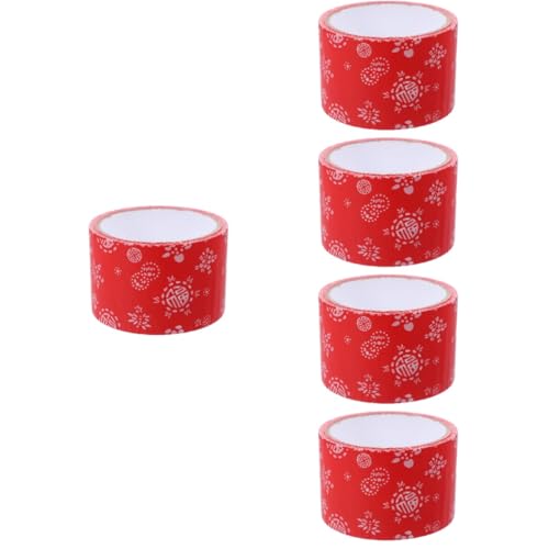 Lurrose 5 Rollen süßes Band Vintage-Packband Verpackung farbiges Band DIY Packbänder hochzeitsdeko Vintage-Packbänder Handwerksbedarf Haftklebstoff auf Wasserbasis rot von Lurrose
