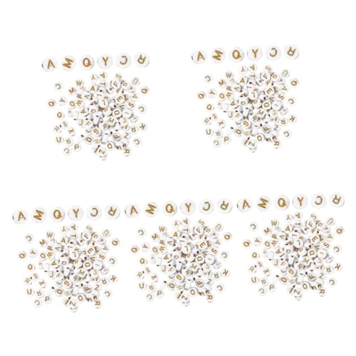 Lurrose 5 Sätze Briefe Perlen Für Armbänder Gold Schlüssel Runden Perlen Für Schmuckhersteller Anhänger Für Die Schmuckherstellung Reize Bausätze Lose Weiß Acryl 500 Stück * 5 von Lurrose
