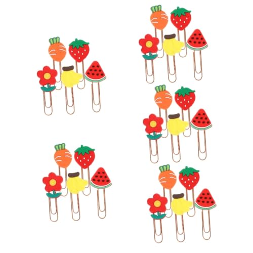 Lurrose 5 Sätze Büroklammer Lesezeichen Papierclips Goldene Büroklammern Heftklammern Und Büroklammern Hinweisclip Büroklammern in Verschiedenen Größen Weiches Gummi 20 Stück * 5 von Lurrose