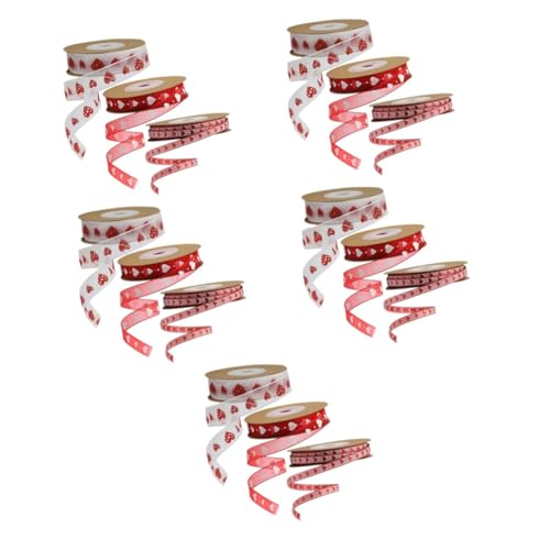 Lurrose 5 Sätze Dekoratives Band Herz Valentinstag Bänder Du Für Fälschung Seidenband Ribbon Lovence Bandalette Roll Verpackungsband Valentinstag Geschenkbänder Polyester 3 Rollen * 5 von Lurrose