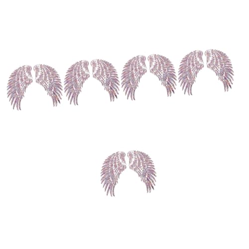 Lurrose 5 Sätze Flügel Bestickter Aufnäher Engelsflügel Großer Erwachsener Gold Winkelflügel Silber Flügel Kleidung Applikation Patch Für Erwachsene Feenflügel Stoff Pailletten 2 Stück * 5 von Lurrose