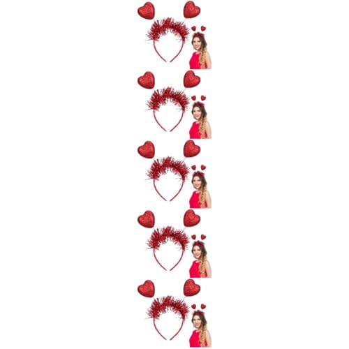 Lurrose 5 Sätze Herzförmiges Stirnband Herzförmige Kopfbedeckung Herz Glitzer Party Haarreifen Rotes Stirnband Haarband Valentinstag-party-stirnband Valentinstag Stirnband 2 Stück * 5 von Lurrose