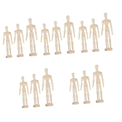 Lurrose 5 Sätze Holzdeko Art Decor Dekoringe Malmodell Dekoration Gemacht Statuenfiguren Künstlerische Schaufensterpuppe Mannequin-körper Mini-schaufensterpuppe Holzfiguren 3 Stück * 5 von Lurrose