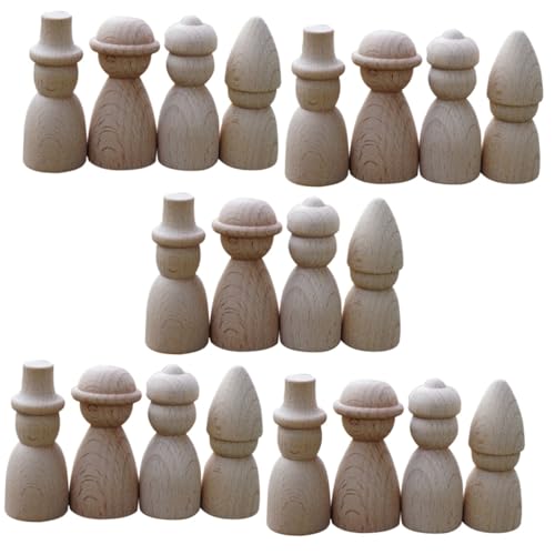 Lurrose 5 Sätze Holzspielzeug Dekoring Weihnachten Holzspielzeug Für Bastel Materialien Puppe Anbindung Pflock Leute Aus Holz Unlackierte Holzpflöcke Hölzern 4 Stück * 5 von Lurrose