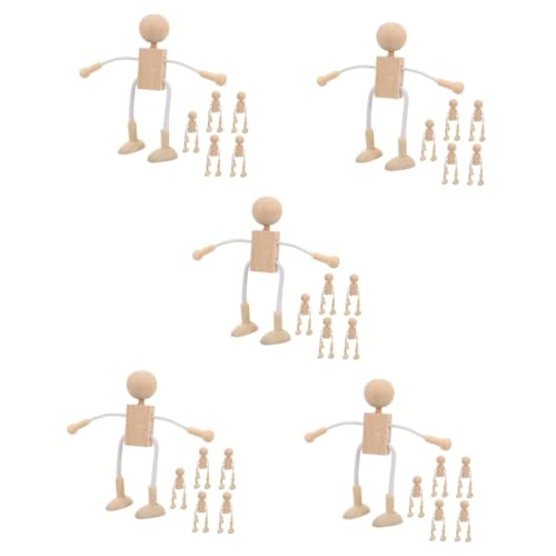 Lurrose 5 Sätze Holzspielzeug Herstellung Puppe Zahlen Unvollendet Karikatur Bastelzeug Für Für Doll Holzfigur Zur Dekoration Zeichentrickfigur Aus Holz 6 Stück * 5 von Lurrose