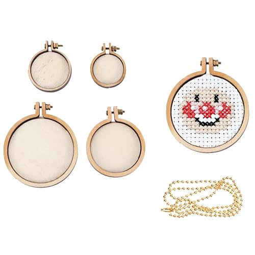 Lurrose 5 Stk Kreuzhalter Stickerei-kits Mini-bilderrahmen Kreuzstich-set Mini Runder Ovaler Holzreifen Kleine Runde Holzreifen Mini Stickrahmen Ring Hölzern Ausstellungsstand Miniatur von Lurrose