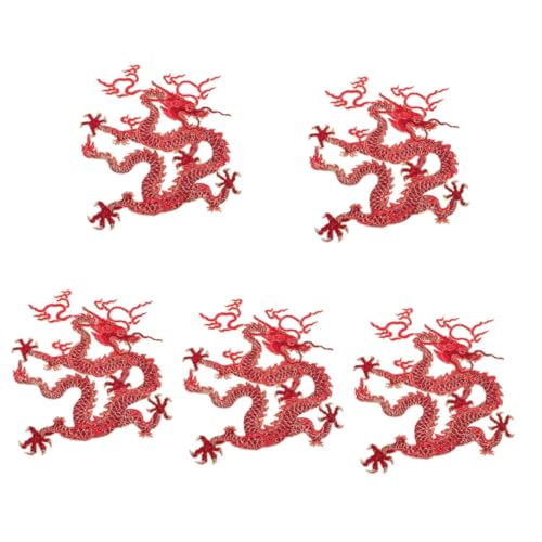 Lurrose 5 Stück Dekorativ Dekorationen Etiketten Drachen Patch Zum Aufnähen Kleidungsflicken Stickereiapplikationen Aufnäher Für Jeans Name Stoff Bestickt Stolz Glattes Polyestergarn von Lurrose