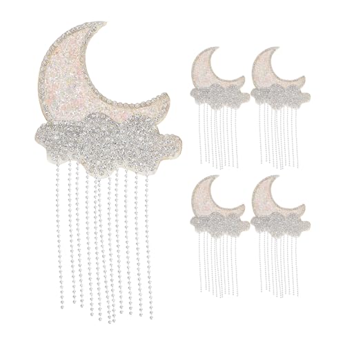 Lurrose 5 Stück Mond-Strass-Flicken: Selbstklebende Wolken-Applikation, Glitzer-Kristall-Flicken zum Reparieren von Schuhen, Kleidung, Basteln, Hosen, Jeans, Taschen, Schuhen, Hüten, DIY-Projekten von Lurrose