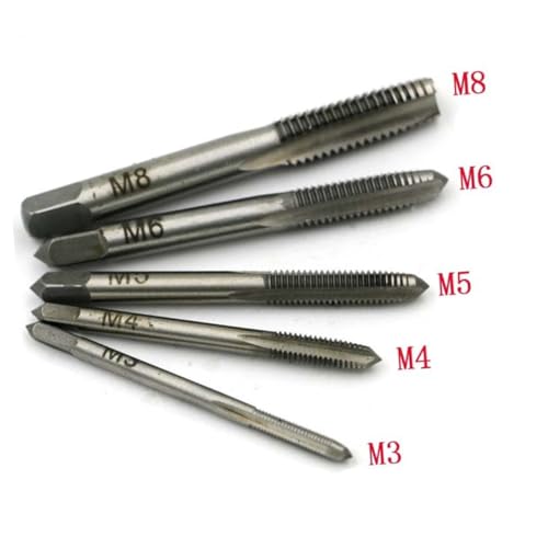 Lurrose 5 Stück Teiliges Hss Gewindebohrer Set Spiralgewindebohrer mit Gerader Nut Maschinenschrauben Gewindeschneider für Reparatur und Maschinenbau Langlebiges Schnellarbeitsstahl von Lurrose