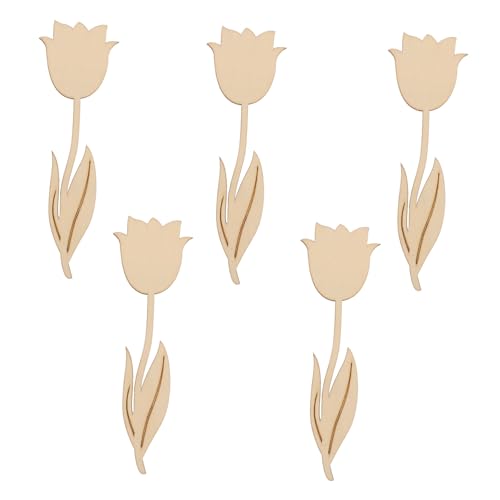 Lurrose 5 Stück Unfertige Holzblumen Ausschnitte Holzblüten zum Malen und Basteln für Diy und Heimdekoration von Lurrose