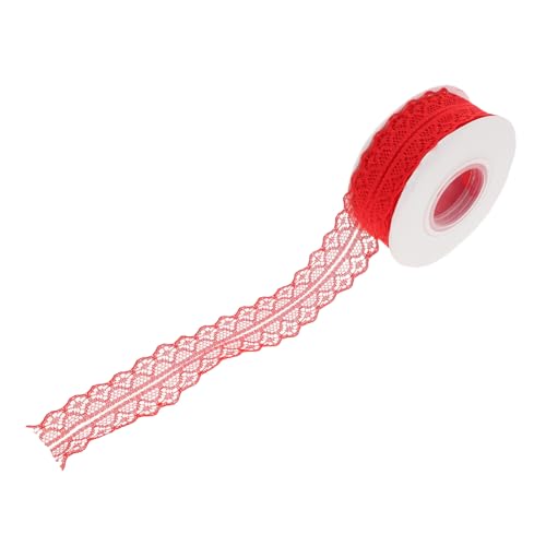 Lurrose 5 Stück Vintage Rote Bestickte Spitzenborte Vielseitiges Spitzenband für DIY Nähen Hochzeitsblumenstrauß Geschenkverpackung Basteldekoration von Lurrose