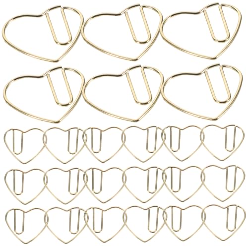 Lurrose 50 Stück Entzückende Papierklammern Büroklammer Dekorative Papierklamme Notizen Jumbo Bürodekor büromaterial bürogadges lustige Papierclips Office-Dokumentenklammern Metall Golden von Lurrose