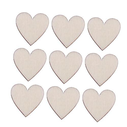 Lurrose 50 Stück Herzförmige Holzscheiben 2cm Unbemalt Natürliche Birke Selbstgemacht Bastelverzierungen für Hochzeiten und Weihnachten von Lurrose