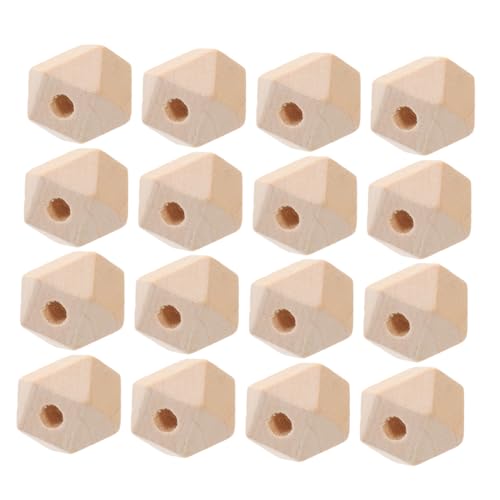 Lurrose 50 Stück Holzperlen Unlackierte Facettierte Polygonform Holzperlen Abstandshalter für Schmuckherstellung DIY Basteln Handwerk von Lurrose