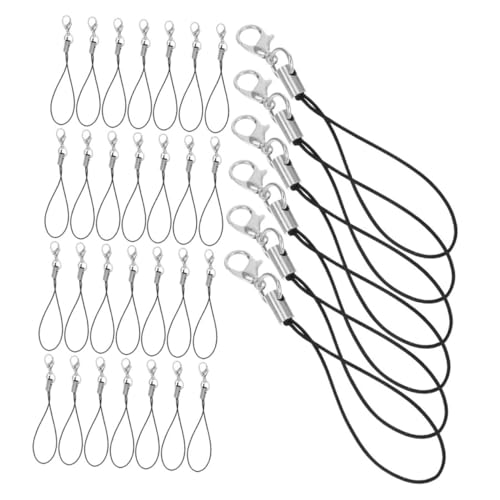 Lurrose 50 Stück Lobster Clasp mit Robustem Karabinerverschluss Leichte Diy Schmuckzubehör Lanyards für Handyanhänger Schlüsselanhänger und Bastelarbeiten Schwarzes Charm Strap von Lurrose
