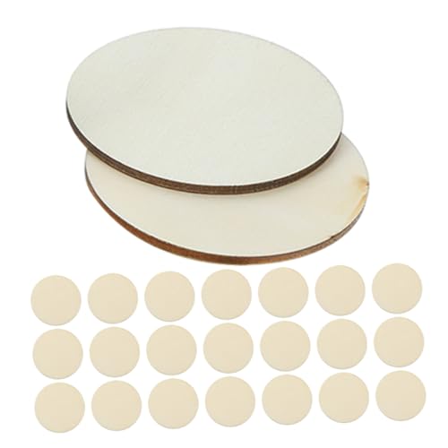 Lurrose 50 Stück Natürliche Runde Holzscheiben Unbehandelte Blanko Holzplättchen für DIY Bastelprojekte Glatte Oberfläche Vielseitige Holzscheiben für Malerei Untersetzer Kunsthandwerk von Lurrose
